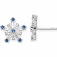 thumbnail image 1 of Sterling Silver Rhodium-Plated Polished Blue & White Cz Snowflake Post Earr (13 X 13.57) Made In China -Jewelry By Sweet Pea, 1 of 7