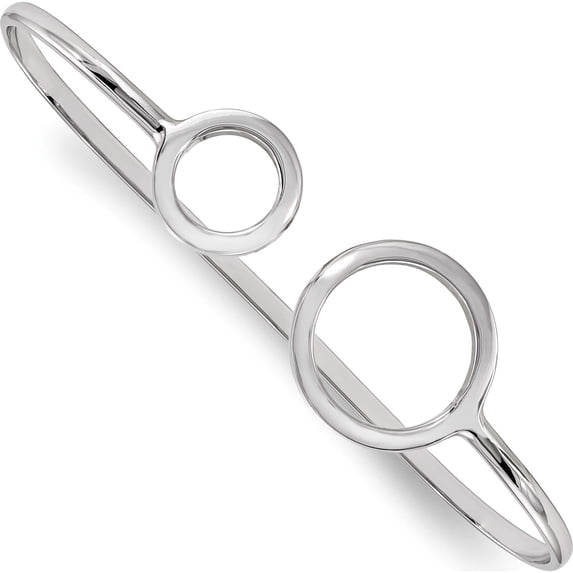 Sterling Silver Rhodium-Plated Polished Circles Palm Bangle (7.75 X 3) Made In Thailand qb1117