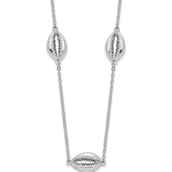 Jewelry by Sweet Pea Sterling Silver Rhodium-plated Polished Cowrie Shell Necklace