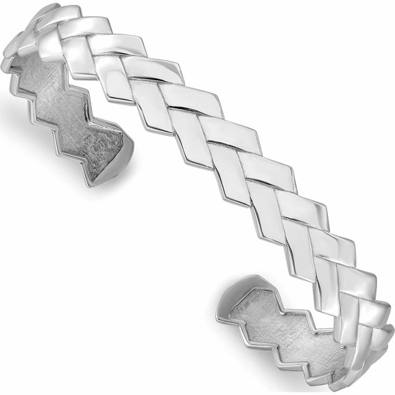 Jewelry by Sweet Pea Sterling Silver Rhodium-plated Polished Cuff Bangle