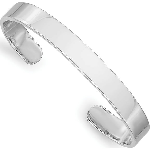 Sterling Silver Rhodium-Plated Polished Cuff Child's Bangle Made In Thailand qb871