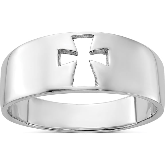 Jewelry by Sweet Pea Sterling Silver Rhodium-plated Polished Cut-out Cross Ring