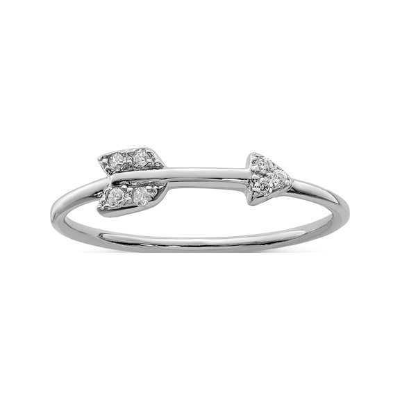 Jewelry by Sweet Pea Sterling Silver Rhodium-plated Polished CZ Arrow Ring