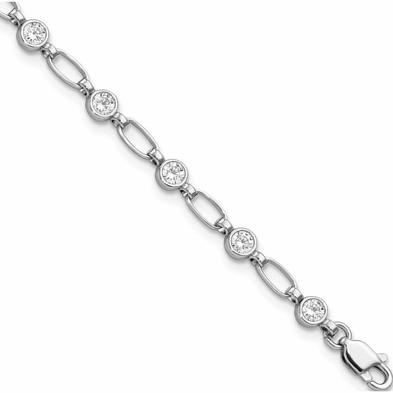 Sterling Silver Rhodium-Plated Polished Cz Bracelet Made In United States -Jewelry By Sweet Pea