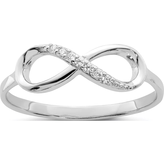 Sterling Silver Rhodium-Plated Polished Cz Infinity Ring (Size 8) Made In China qr6206-8