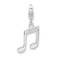 thumbnail image 1 of Sterling Silver Rhodium-Plated Polished Cz Music Note Lobster Clasp Charm, 1 of 4