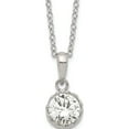 thumbnail image 1 of Sterling Silver Rhodium-Plated Polished Cz Necklace (18 X 7) Made In China qg5143-18, 1 of 5