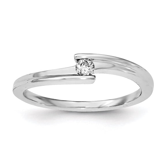 Sterling Silver Rhodium Plated Polished Diamond Ring QR6432