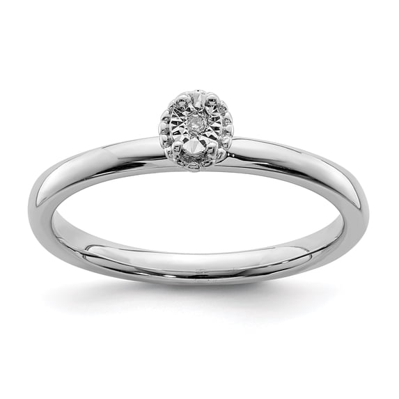 Sterling Silver Rhodium Plated Polished Diamond Ring QR6792