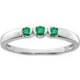 thumbnail image 1 of Sterling Silver Rhodium-Plated Polished Emerald 3 Stone Ring (Size 6) Made In India qr6384e-6, 1 of 5