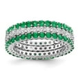 thumbnail image 1 of Sterling Silver Rhodium-Plated Polished Green & White CZ 3 Ring Set - Size 7, 1 of 1