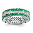 thumbnail image 1 of Sterling Silver Rhodium-Plated Polished Green & White CZ 3 Ring Set - Size 8, 1 of 1