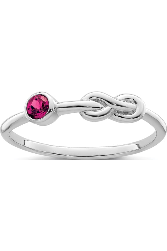 Sterling Silver Rhodium-Plated Polished Infinity Lab Created Ruby Ring (Size 8) Made In Thailand qbr34jul-8