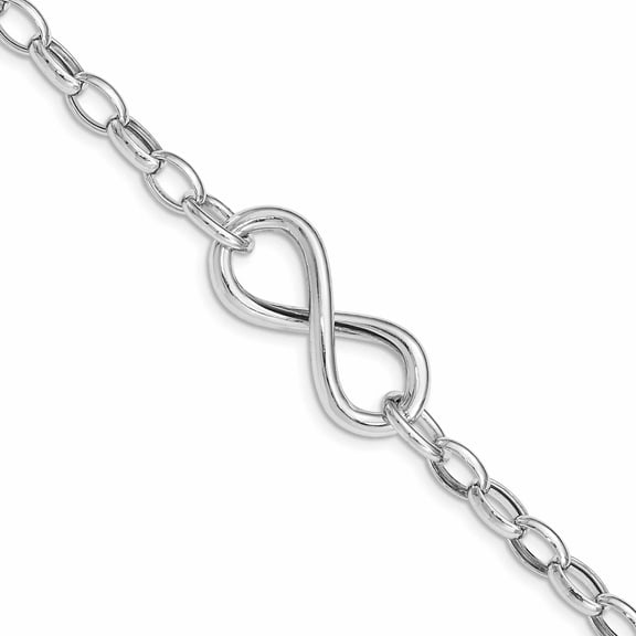 Jewelry by Sweet Pea Sterling Silver Rhodium Plated Polished Infinity Link Bracelet