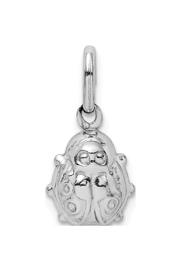 Sterling Silver Rhodium-Plated Polished Ladybug Pendant Made In Italy qc9515