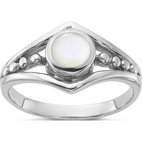 Sterling Silver Rhodium-Plated Polished Mother Of Pearl Ringsize 6 (Width 2.1 To 3) - Jbsp