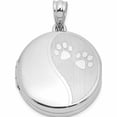 thumbnail image 1 of Sterling Silver Rhodium-Plated Polished Paw Prints 20mm Round Locket (28.5 X 20.5) Made In Hong Kong -Jewelry By Sweet Pea, 1 of 8