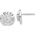 thumbnail image 1 of Sterling Silver Rhodium-Plated Polished & Rippled Halo Cz Post Earrings (Width 11.5) (Length 11.5) - Jbsp, 1 of 5