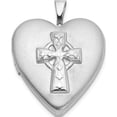 thumbnail image 1 of Sterling Silver Rhodium-Plated Polished & Satin Cross Heart Locket (24.75 X 19.5) Made In United States qls901, 1 of 5