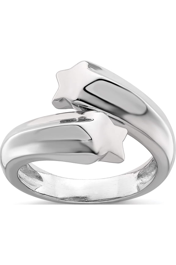 Sterling Silver Rhodium-plated Polished Shooting Stars Ring