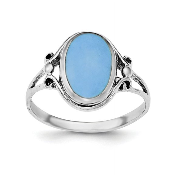 Jewelry by Sweet Pea Sterling Silver Rhodium-plated Polished Synthetic Turquoise Ring