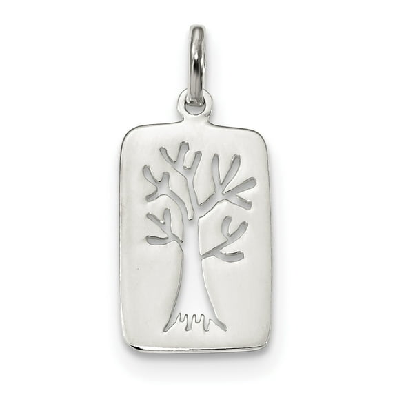 Sterling Silver Rhodium-Plated Polished Tree Cut-Out Charm (26.9 X 12.3) Made In India qp4902