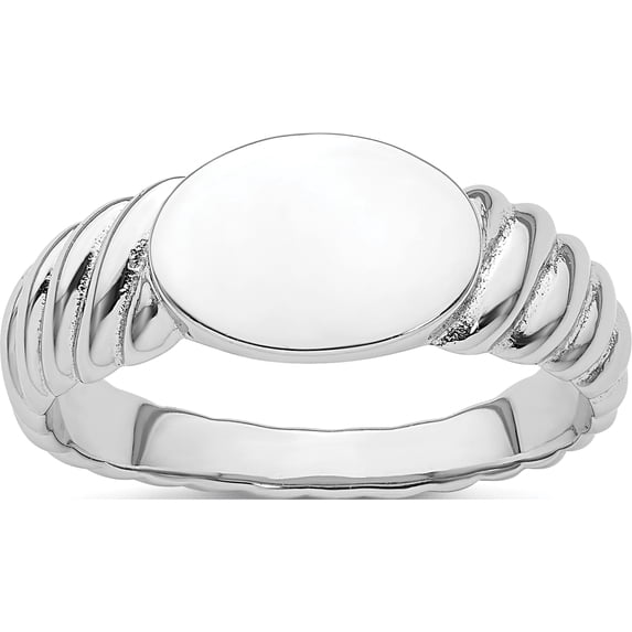 Sterling Silver Rhodium-Plated Polished Twist Signet Ringsize 6 - Jbsp
