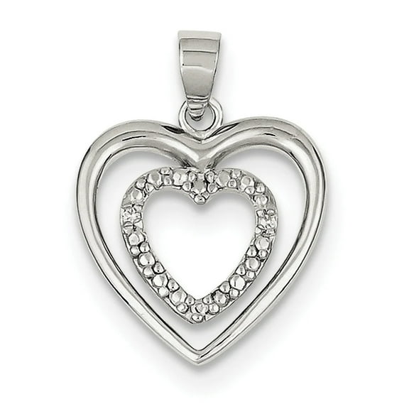 925 Sterling Silver Solid Polished back Cubic Zirconia Double Love Heart Pendant Necklace 24x18mm Wide Pendant for Women