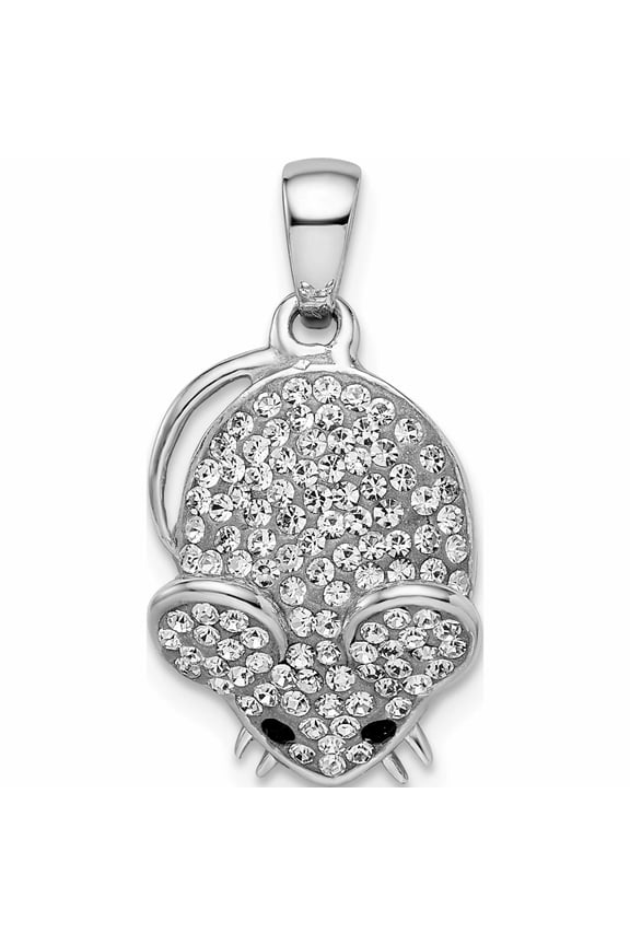Sterling Silver Rhodium-Plated Preciosa Crystal Mouse Pendant (23.08 X 11.93) Made In Thailand -Jewelry By Sweet Pea