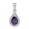 thumbnail image 1 of Sterling Silver Rhodium Plated Purple & Clear Cubic Zirconia Pendant, 1 of 3