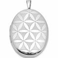 thumbnail image 1 of Sterling Silver Rhodium-Plated Quilt Design 26X20mm Oval Locket (31.5 X 20.5) Made In Hong Kong -Jewelry By Sweet Pea, 1 of 8