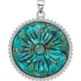 thumbnail image 1 of Sterling Silver Rhodium-Plated Reconstituted Turquoise Flower Pendant (Width 34.4) (Length 37.9) - Jbsp, 1 of 5