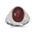 thumbnail image 1 of Sterling Silver Rhodium-Plated Red Agate Ring (Size 8) Made In India qr6294-8, 1 of 2