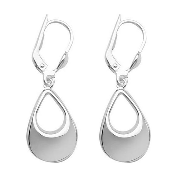 Sterling Silver Rhodium Plated Rhodium Small Drop Leverback Earrings - 2.5 Grams