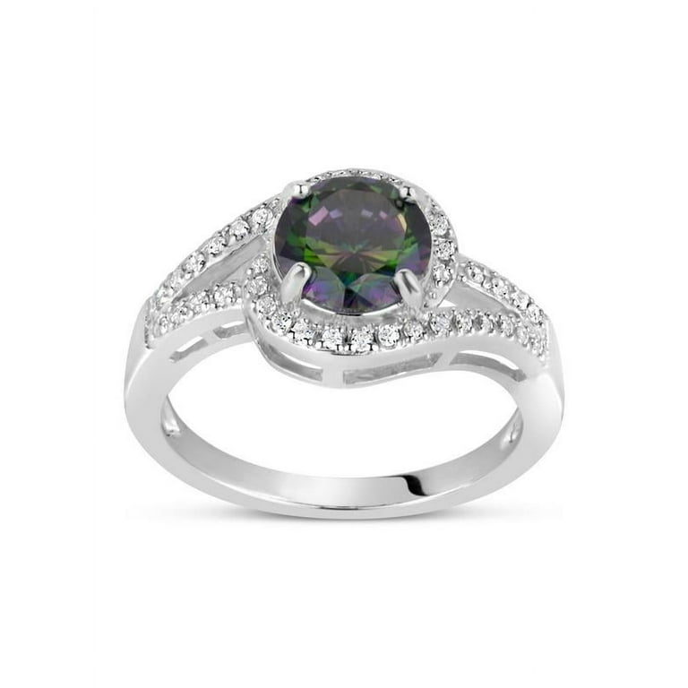 Sterling Silver Gemstone and White Topaz Swirl Rings Sterling Silver Gemstone and White Topaz Swirl Rings