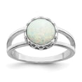 thumbnail image 1 of Sterling Silver Rhodium-Plated Round White Created Opal Inlay Ring - Size 6, 1 of 1