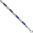 thumbnail image 1 of Sterling Silver Rhodium-Plated Sapphire And Diamond Bracelet (7 X 3) Made In Thailand qx861s, 1 of 5