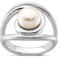thumbnail image 1 of Sterling Silver Rhodium-Plated Satin/Polished 8-9mm Button Fwc Pearl Ring (Size 6) Made In Thailand qr6869-6, 1 of 5
