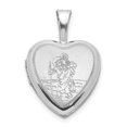 thumbnail image 1 of Sterling Silver Rhodium-Plated Satin St. Christopher 12 mm Heart Locket, 1 of 1