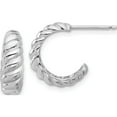 thumbnail image 1 of Sterling Silver Rhodium-Plated Scalloped Post Hoop Earrings (Width 14) (Length 15.25) - Jbsp, 1 of 5