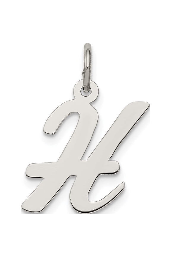 Sterling Silver Rhodium-Plated Script Letter H Initial Charm Made In United States qc5082h
