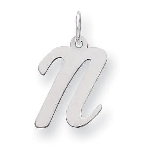 Sterling Silver Rhodium-Plated Script Letter N Initial Charm Made In United States qc5082n