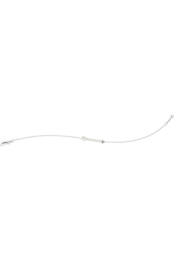 Sterling Silver Rhodium Plated Side-ways Adjustable Arrow Bracelet Sparkle-Cut Cable - 7.50 Inch