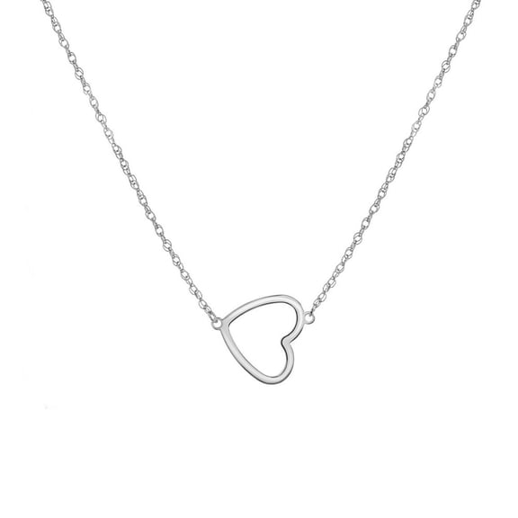 Sterling Silver Rhodium Plated Side-ways Adjustable Heart Necklace Chain Lobster Lock - 18 Inch