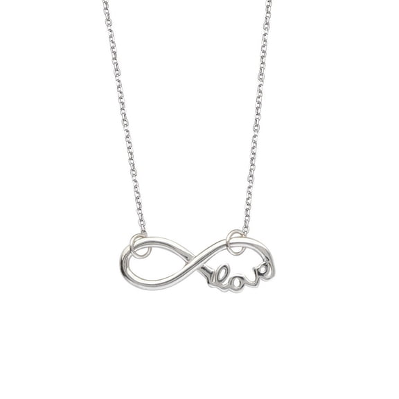 Sterling Silver Rhodium Plated Side-ways Infinity Love Necklace Cable Chain Lobster Lock - 18 Inch