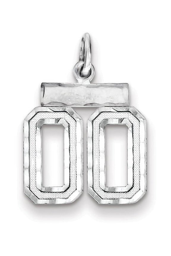 Sterling Silver Rhodium-Plated Small Diamond-Cut #00 Charm (22 X 7) Made In United States qsn00t