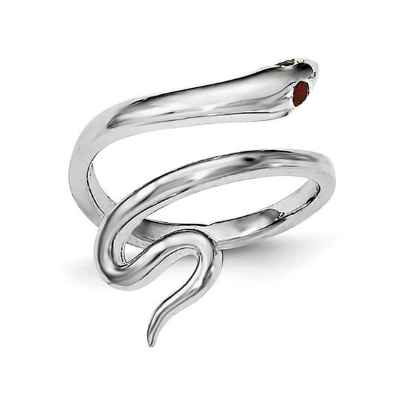 Sterling Silver Rhodium-Plated Snake With Synthetic Ruby Toe Ring Made In China qr6044