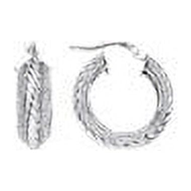 Sterling Silver Rhodium Plated Sparkle Earrings 20mm Round High Polish With Rope Element - 3.8 Grams