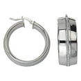 thumbnail image 1 of Sterling Silver Rhodium Plated Sparkle Wide Round Hoop Earrings - 6.9 Grams, 1 of 2