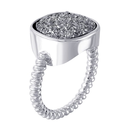 Sterling Silver Rhodium Plated Square Simulated Druzy Gemstone Ring Jewelry Female Male Size 5